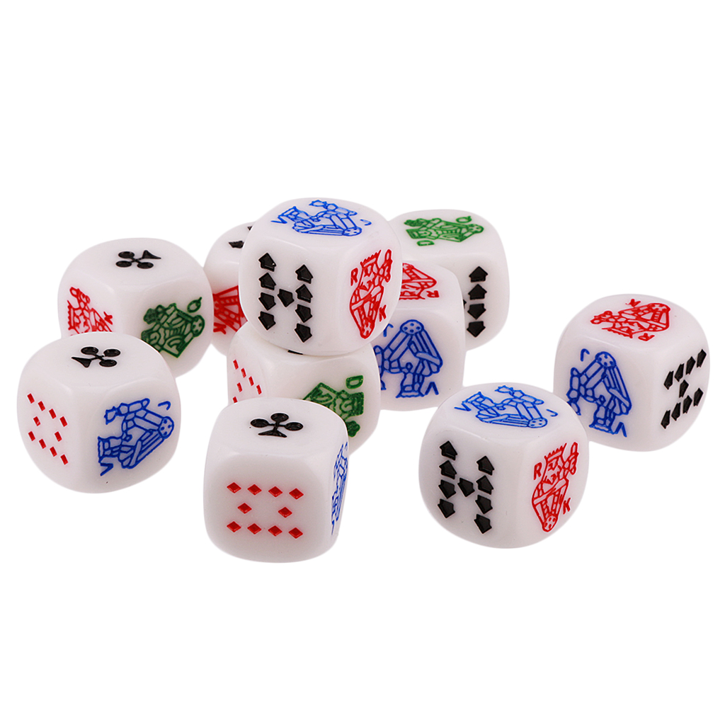 10 Pieces Six Sided D6 Poker Gaming Card Game Board Games Dice Entertainment Tools For Party Gambling Cubes Digital Dices