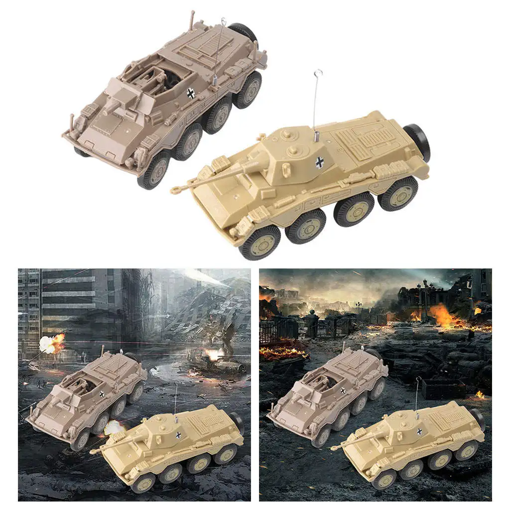 2 PCS Plastic 4D Model Kit Simulation 1:72 Scale Armoured Vehicle Sand Table