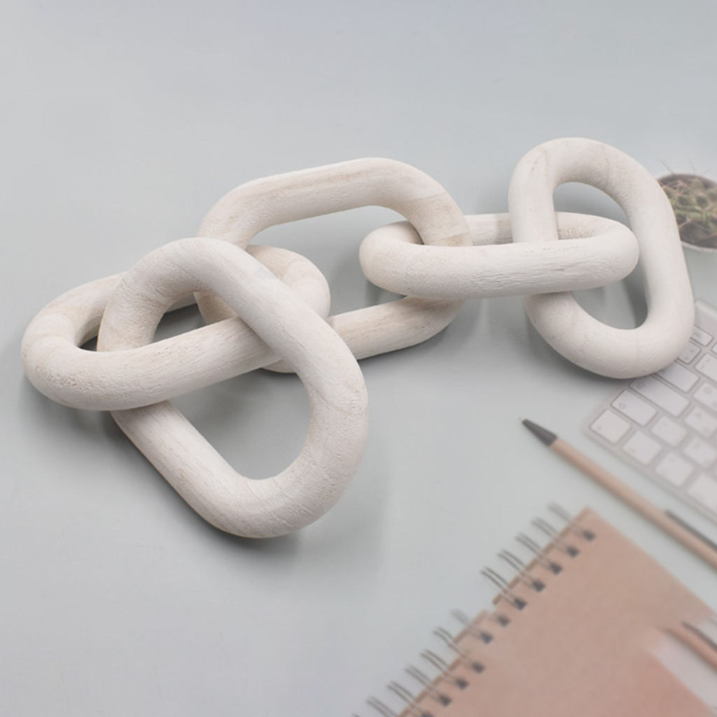 Modern Chain Link Decoration Craft Wood Art 5-Link Chain Bohemian Ornament for Home Bedroom Coffee Farmhouse Table Tray