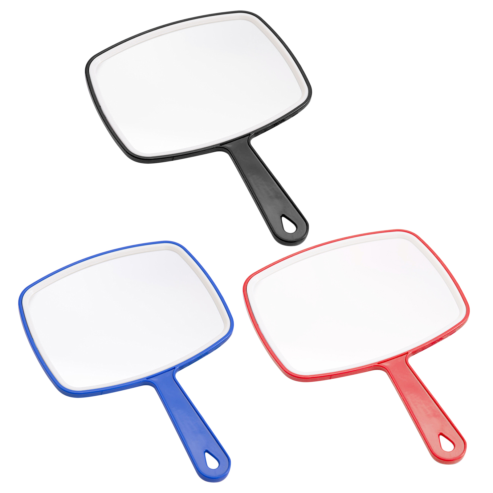Professional Salon Hair Stylist Large Handheld Mirror w/Handle Wide Angle Barber Hairdressing Mirror Square Makeup Mirror