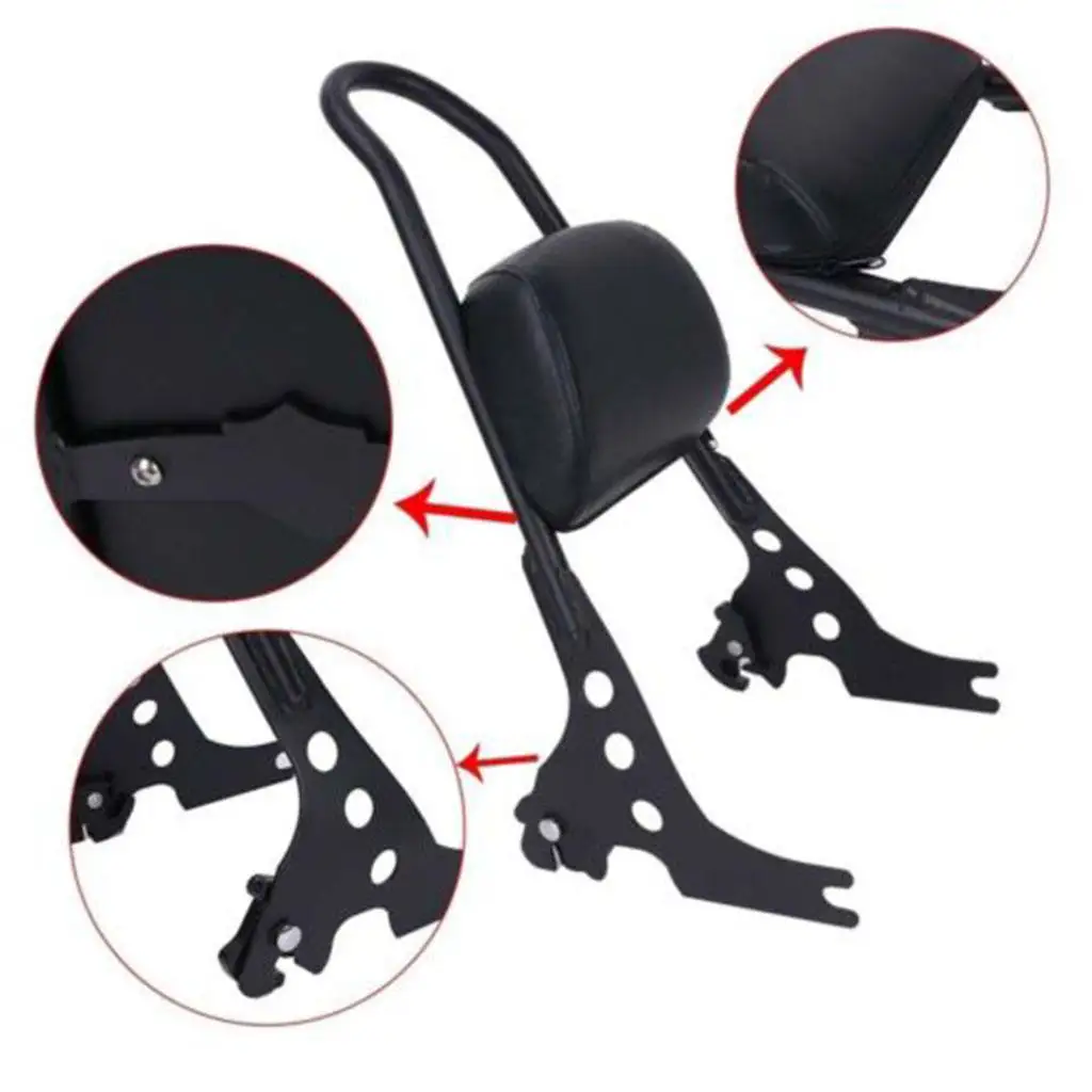 Motorcycle Detachable Sissy Bar Backrest Pad Fit for Harley  XL 883 2004-up (Black)
