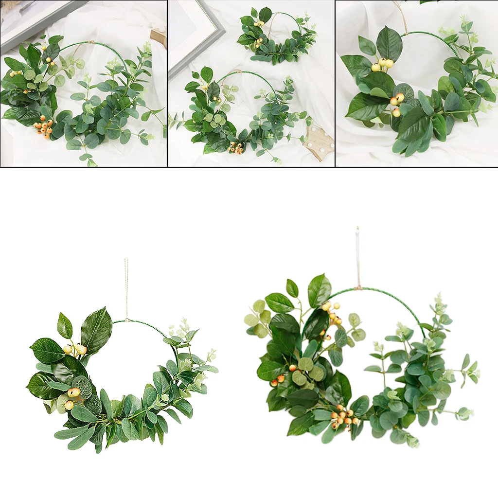 Artificial Eucalyptus Greenery Leaves Vines Wall Decor ing Iron Metal Floral Wreath Hoops Garland Wedding Party Decoration