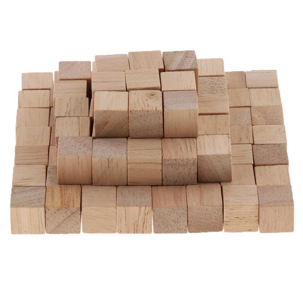 100 Pieces Blank Dice Wooden Dice Empty Dice Blocks for All DIY