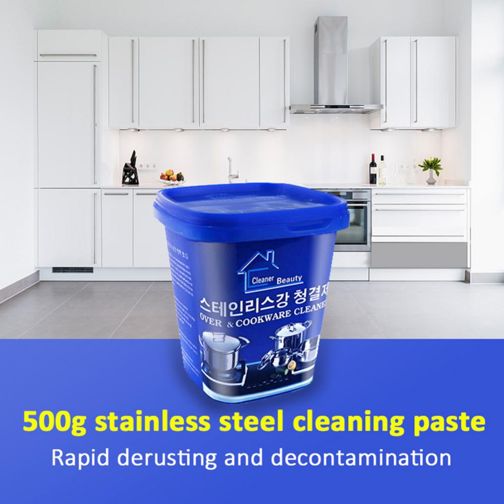 500G Rust Remover Cleaner Kitchen Stainless Steel Cleaning Paste Pot Polishing Pan Kitchenwares Stain Dirt Cleaner Accessories