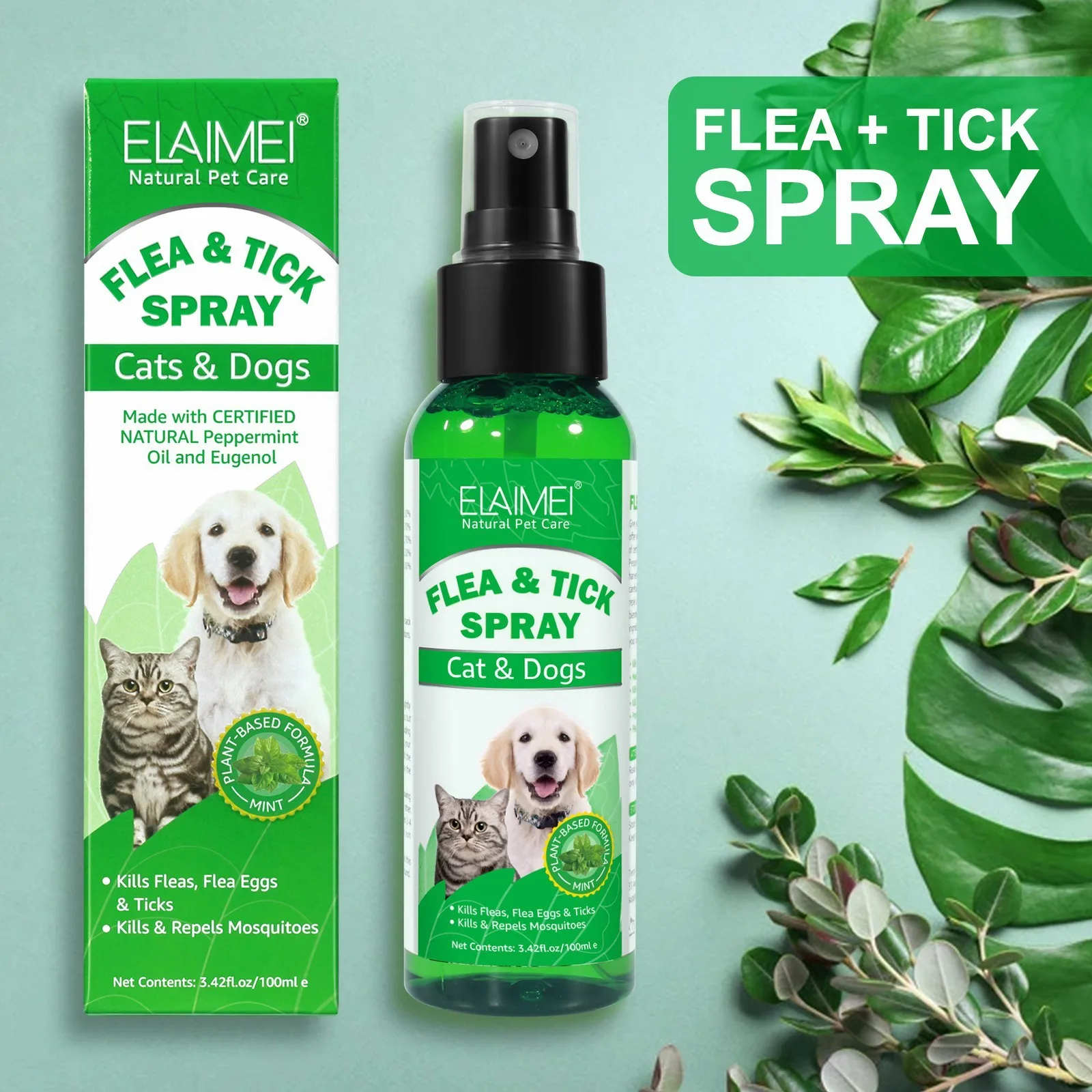 Zorg Vlooien Spray Voor Honden En Katten Vlooien Behandeling Langdurige Controle Afstoten Met Beveiliging natuurlijke Mint 100Ml| | - AliExpress
