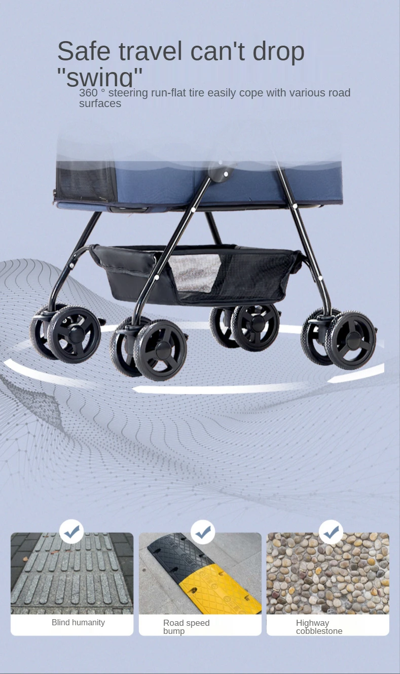 Separation Four-Wheeled Universal Dog Cart Pet Trolley Available Pet Carrier Backpack Luxury Dog Carrier Strollers Breathable