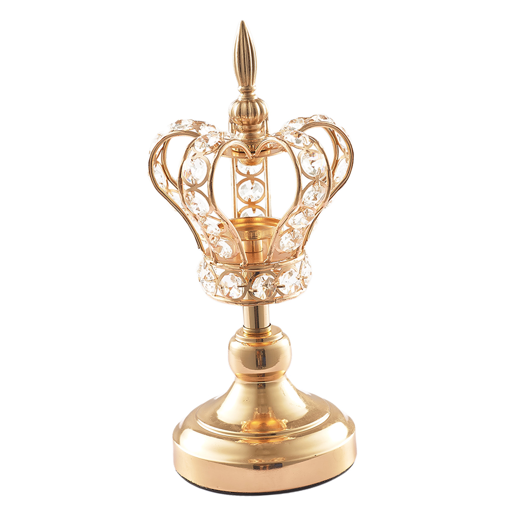 Candlestick Gold Crown Candle Holder Elegant Wedding Centrepiece High Stand