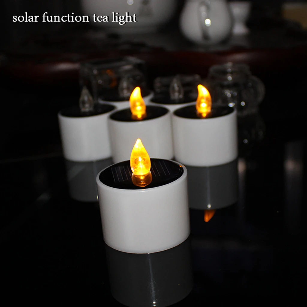 Flicking LED Tea Light Candle SOLAR Operated Flameless Tealight Decorative