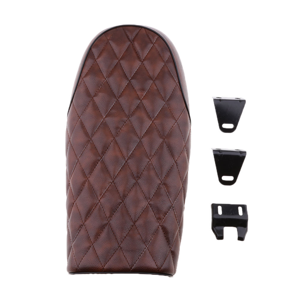 dolity Universal Brat Diamond Flat Cafe Racer Seat Vintage Motorcycle Saddle Black