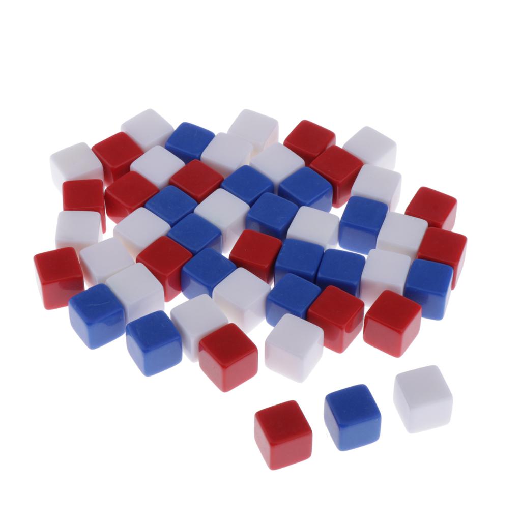 50pcs 16mm Blank 6 Sided Dice for Table Board Games  MTG RPG Gaming Tabletop Games DIY D6 Dices - Mixed Color