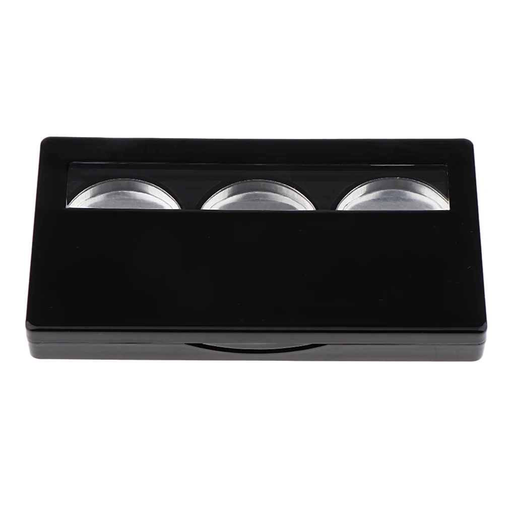1pcs Plastic Empty Cosmetic Palette Container Case with 3 Round Pans for Storing