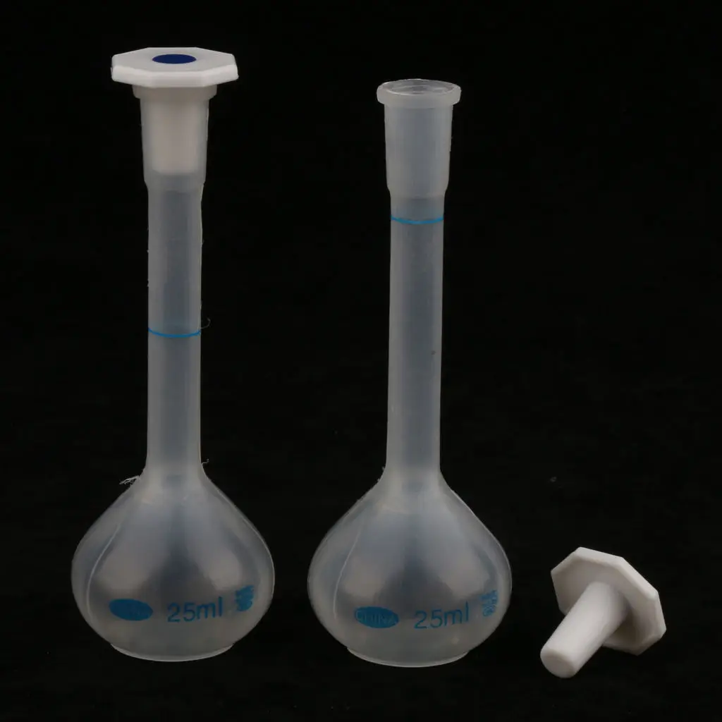 2 Pieces Laboratory Volumetric Flasks with Long Neck And Stopper, Thick Wall,