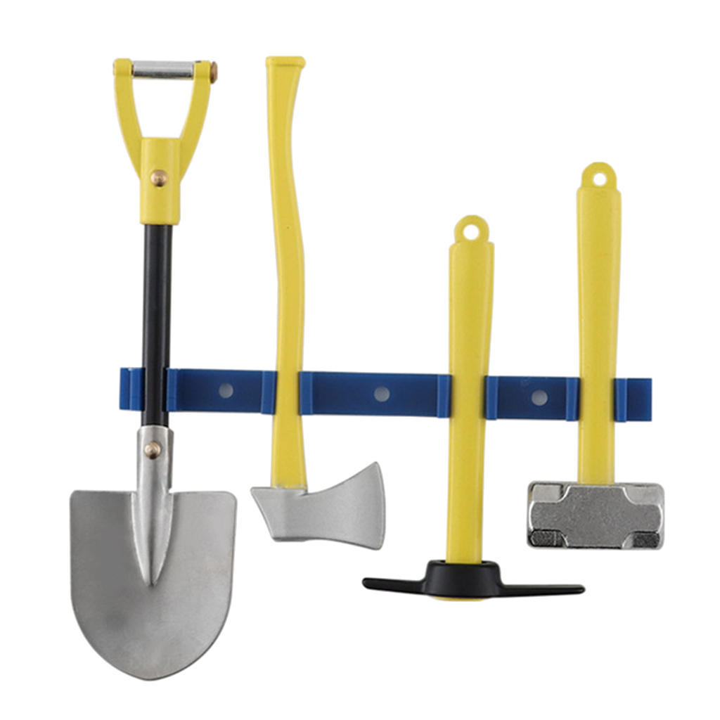 4Pcs/Set 1/10 RC Car Simulation Tools Decoration with Shovel/Hammer/Hoe/Axe