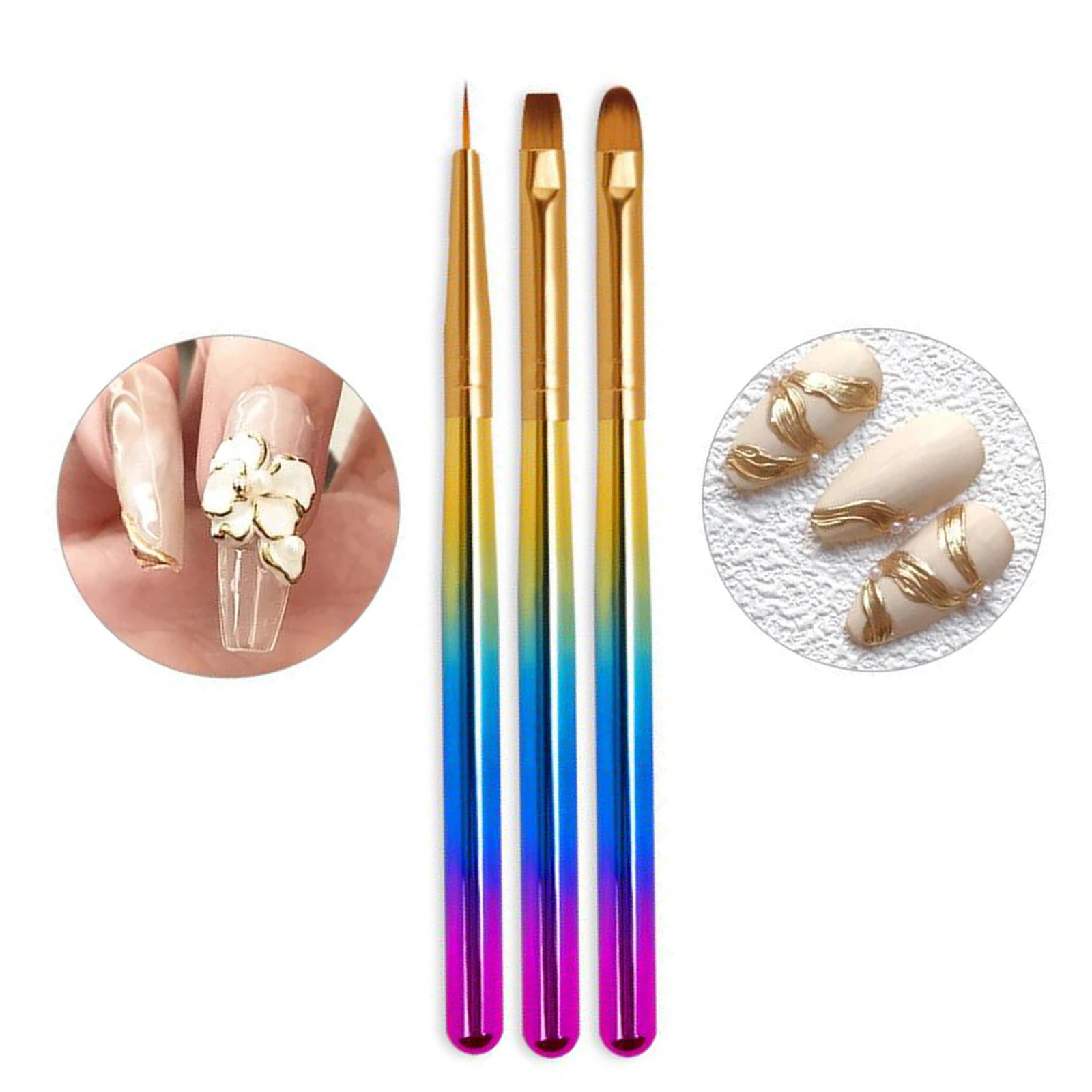 3 Pcs/set Nail Art Brush Set Nail Painting Brushes Liner Brush Nail Art DIY