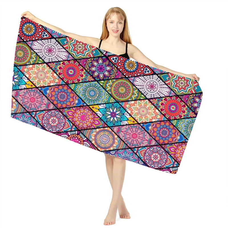 National Style Digital Printing Bath Sauna Beach Towel Quick-Drying Double-Sided Tapestry Meditation Yoga Mat Soft Compact X3UA shein bathing suit cover ups