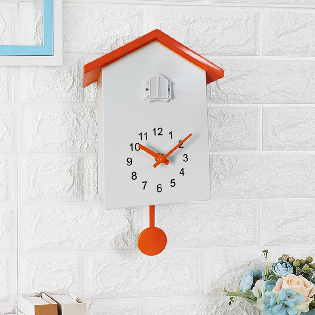 Cuckoo Wall Clock Birdhouse Decorative Hanging Clock, Natural Bird Voices Telling Time Pendulum Clocks Wall Art Decor