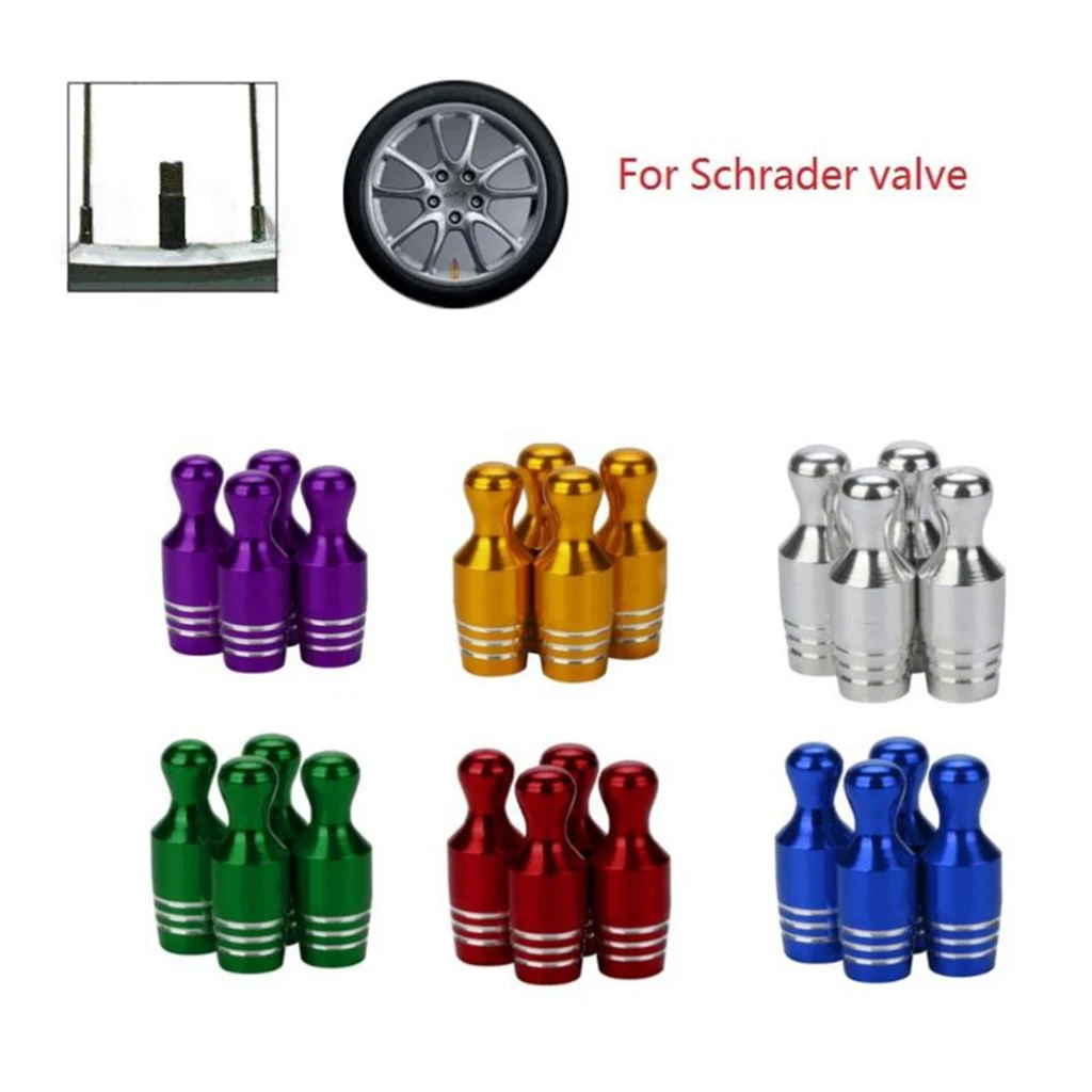 4pcs Multi-Color Anodized Machined Bicycle Tire Valve Caps Dust Proof America