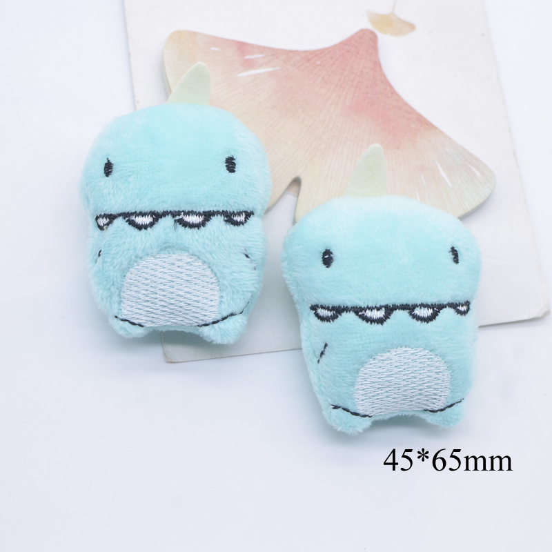 8 Stück Baumwoll-Dinosaurier-gefüllte Plüsch-Applikationen für handgefertigte Kleidung, Hut, Nähen, Patches, DIY-Kopfbedeckung, Clips, Schleife, Dekor-Zubehör – Detail 3