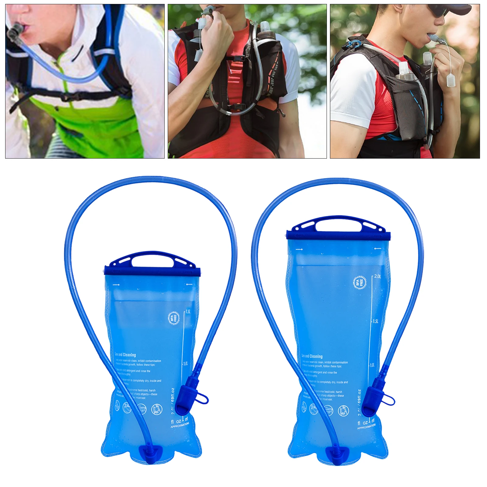 1.5-2L BPA Free Hydration Bladder Water Reservoir Storage Bag for Bicycling Hiking Camping Backpack Running Outdoor Sports