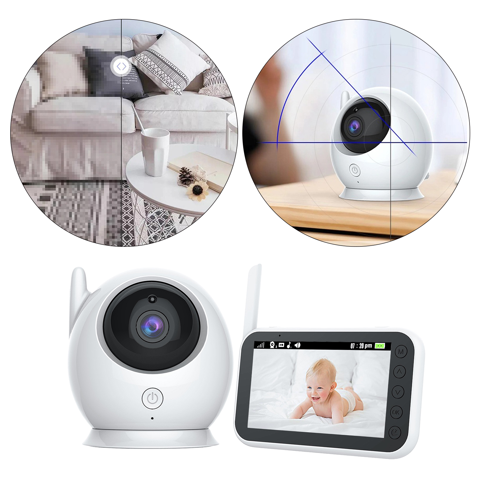 4.3 Inch Wireless Video Baby Monitor WiFi Camera Indoor 360-Degree 8 Lullabies for Parents Temperature Monitor Motion Tracking
