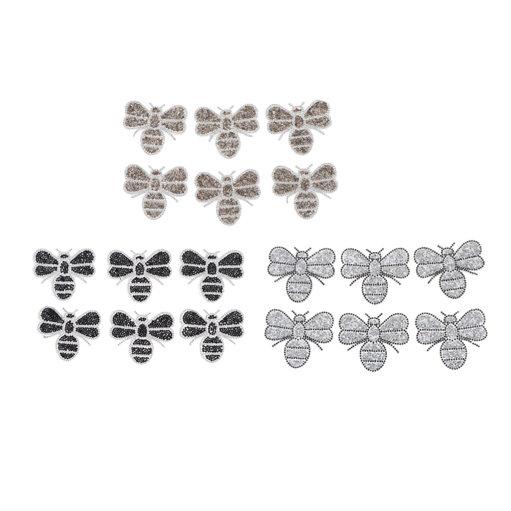 6pcs Bee Design Iron on Crystal Patch for Bag Backpack Pants Sweater Sticker