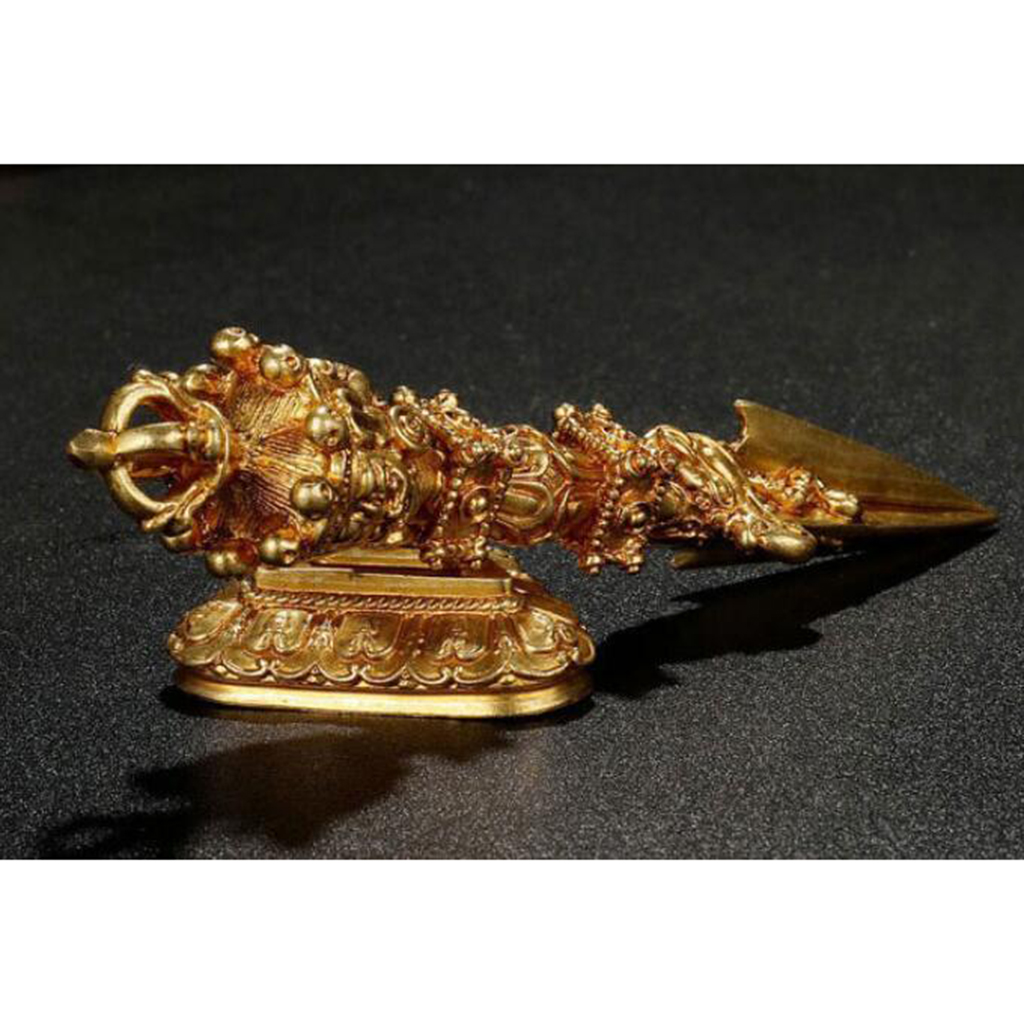 Golden Tibetan Buddhism Dorje Vajra Phurba Amulet Handmade Nepal Collectibles