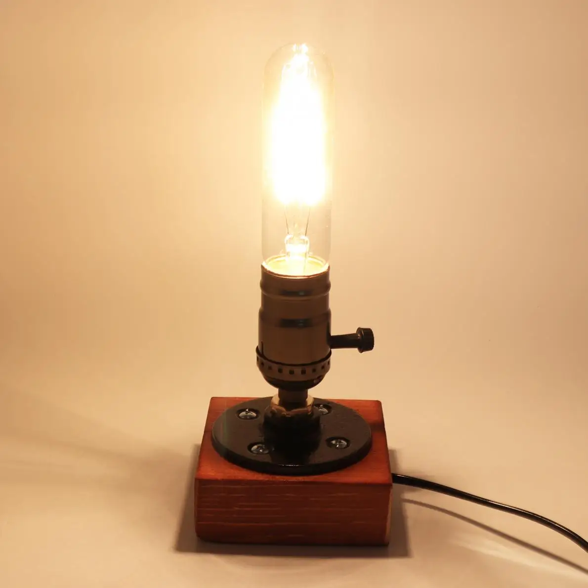 lâmpada, base de madeira, criativo Edison lâmpada