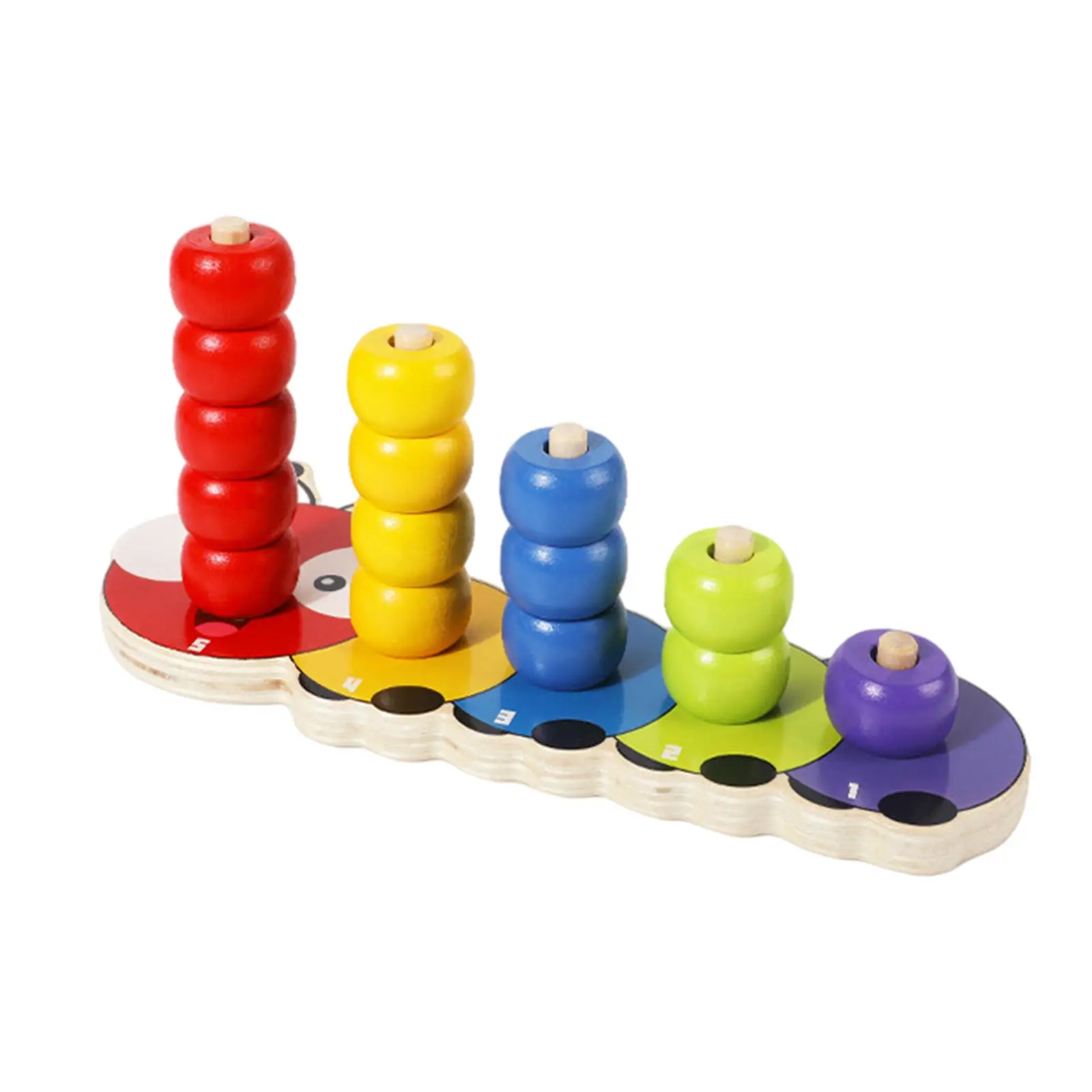 Kids Building Blocks Count Beads Toys, Montessori Column Beaded Stacking Game, Wood Educational Plaything, Babies Teaching Aids