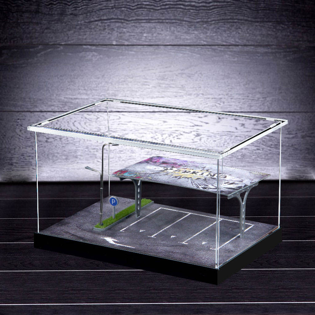 1:64 Scale Simulation Parking Lot Scene with LED Lights Decor Countertop