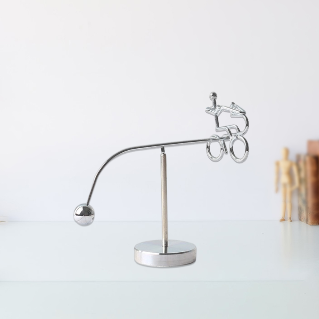 Metal Cycler Balance Toy Pendulum Revolving Bicycle Toy Tabletop Ornament