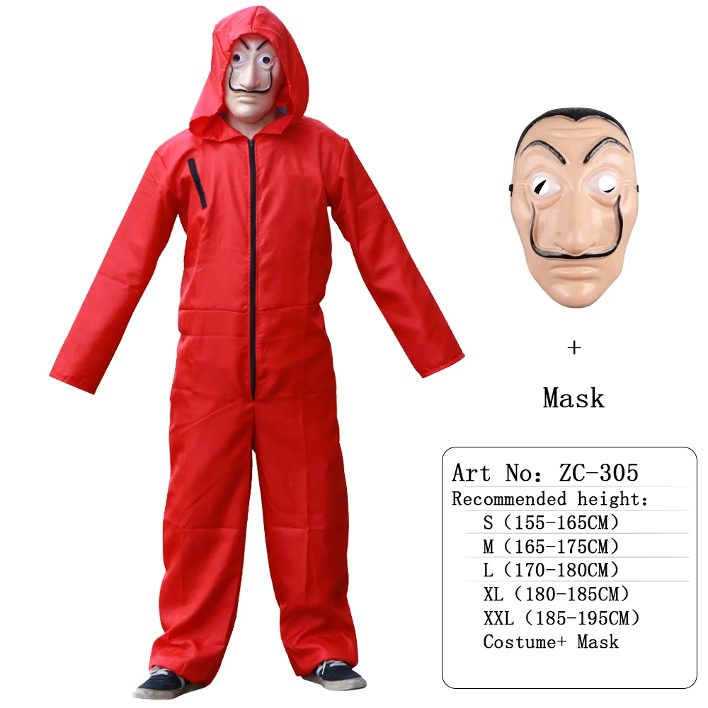 best halloween costumes Halloween Anime Salvador Dali Movie The House of Paper La Casa De Papel Cosplay Party Hooded Money Heist Costume Dress Up police woman costume