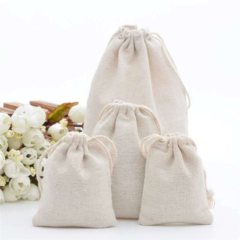 10 teile/los Jute Baumwolle Leinen Kordelzug Schmuck Geschenk Box Verpackung Beutel Display für Kleinigkeiten Lagerung Tasche Zubehör 30x40cm – Detail 8
