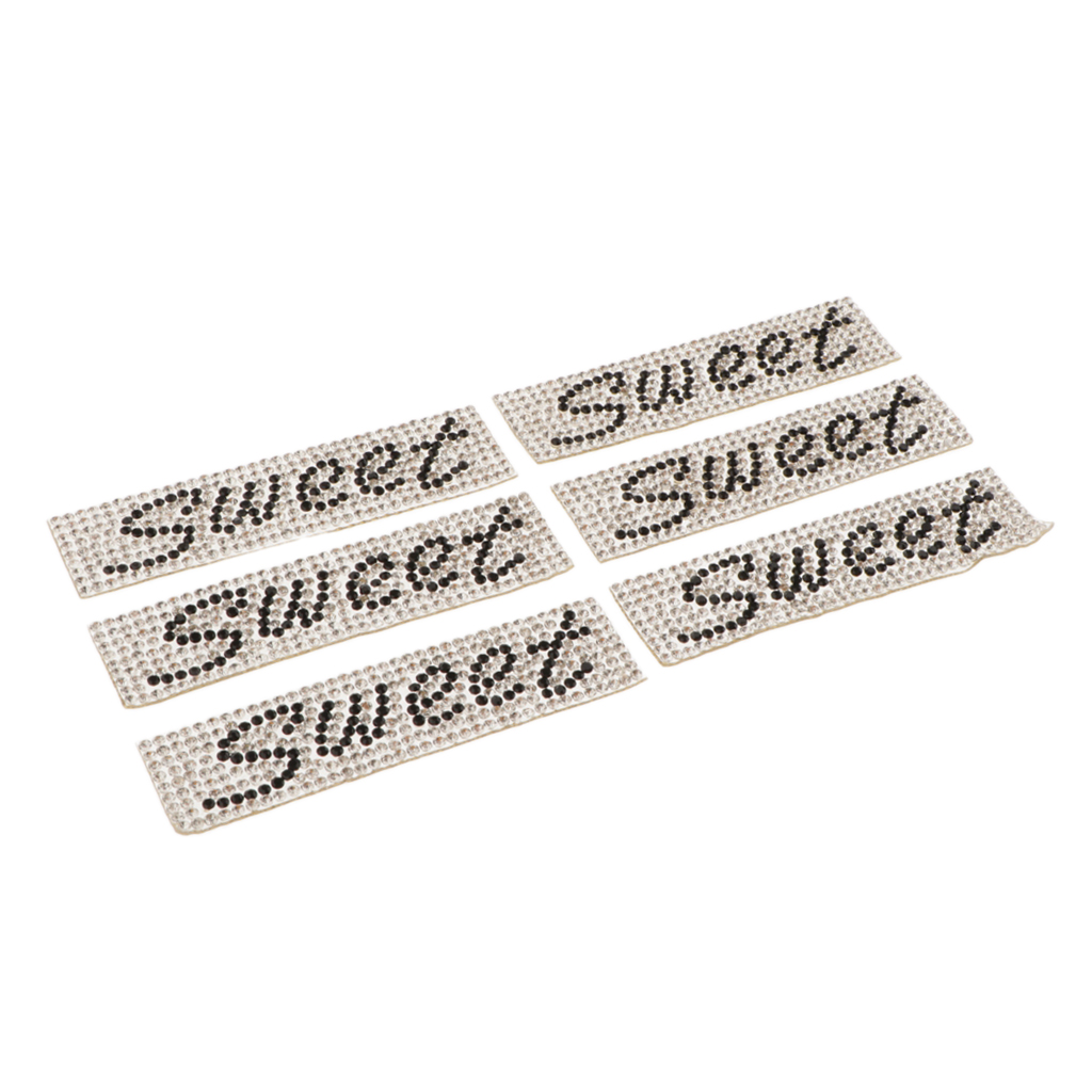 6Pcs Crystal Rhinestone Applique Lady Bridal Dress Bag SWEET Patches Badges