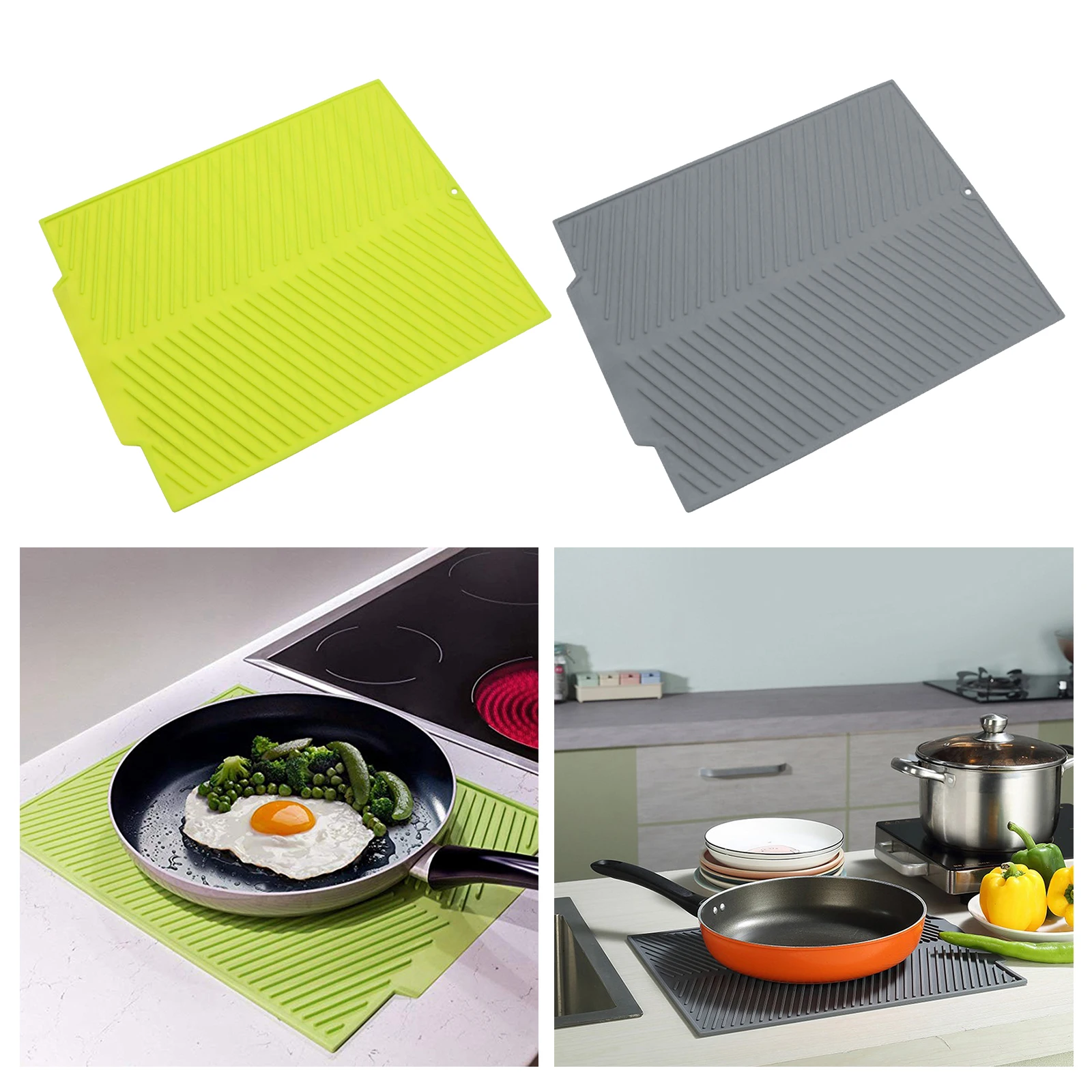 Silicone Dish Drying Mat Flume Folding Draining Mat Drain Mat Drying Dishes Pad Heat Resistant Non-Slip Cushion