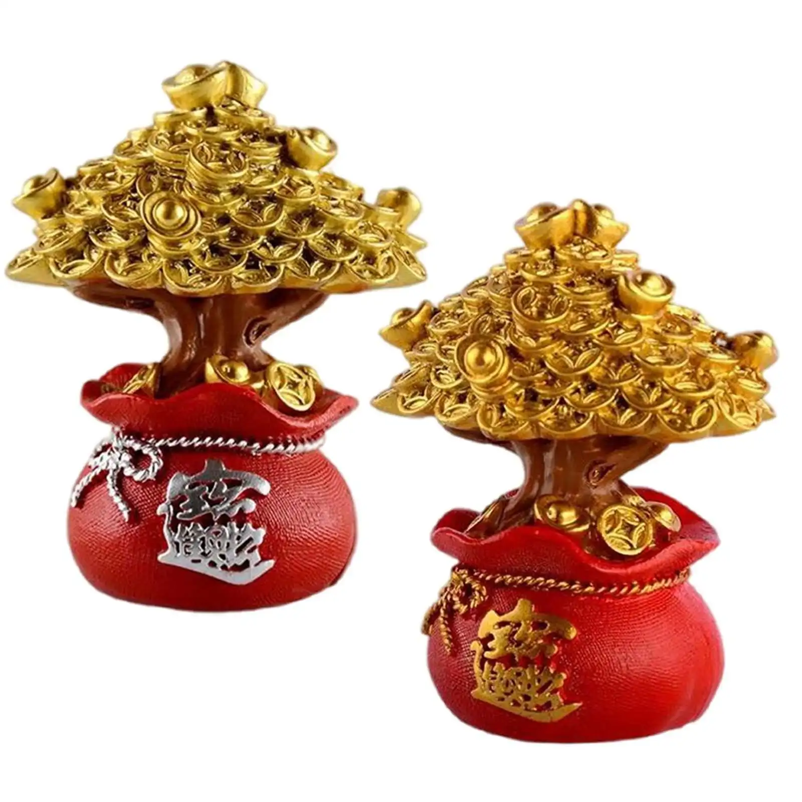 2x Money Tree Feng Shui Ornaments Table Top Lucky Tree Home Decor Gifts