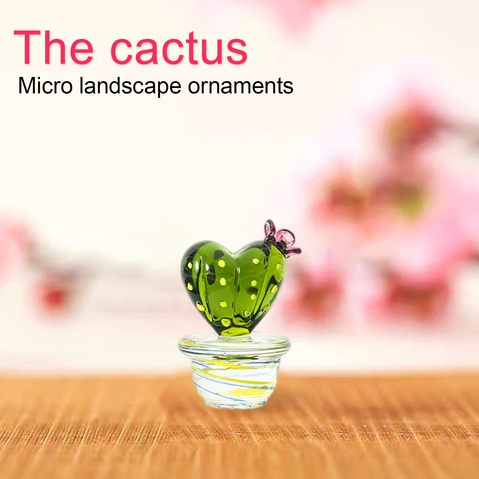 Artificial Glass Cactus Table Mini Potted Succulent Creative Desktop Decorations Tropical Plants Craft for Dining Home Garden
