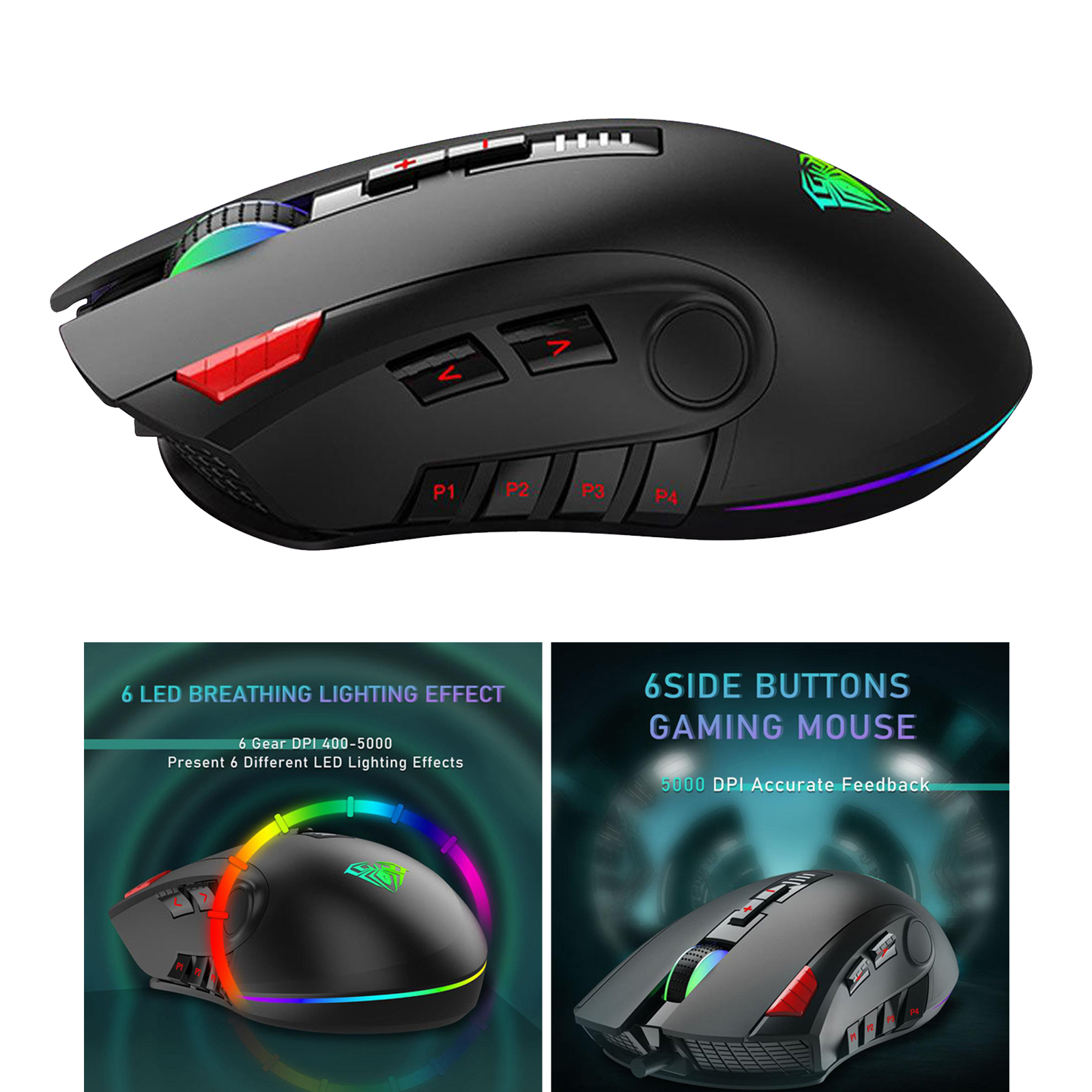 5000 DPI Wired USB Mice Computer Mouse for Gamer Desktop Internet Cafe