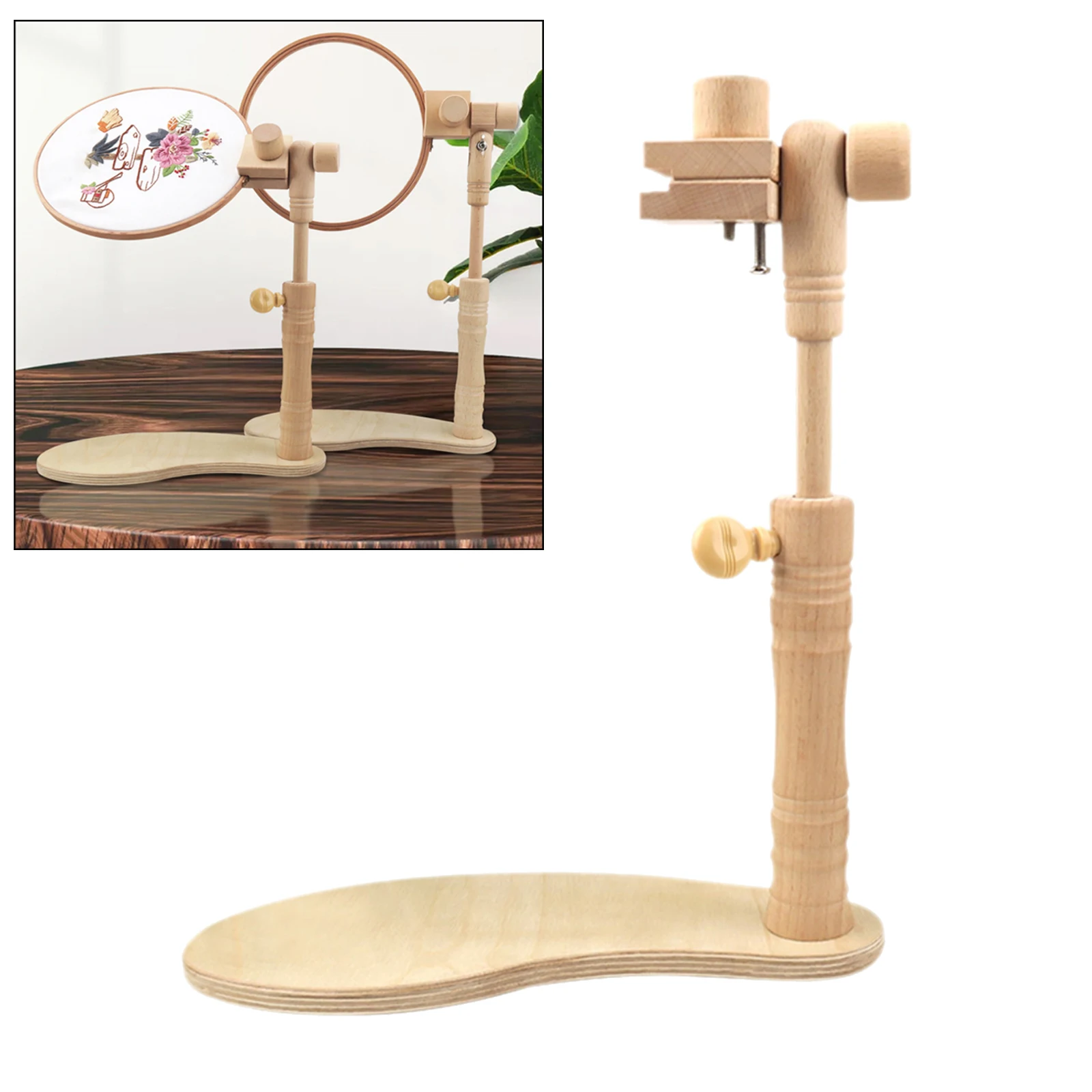Adjustable Wooden Embroidery Lap Stand Tapestry Frame Cross Stitch Rack Holder Tabletop DIY Sewing Hoop Tools