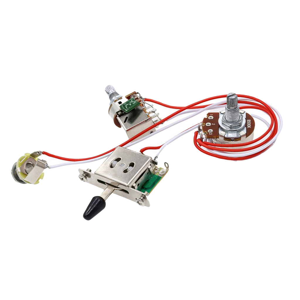 Electric Guitar Wiring Harness Prewired Kit for Electric Guitar Parts 3 Way Toggle Switch 500K Pots 1T1V