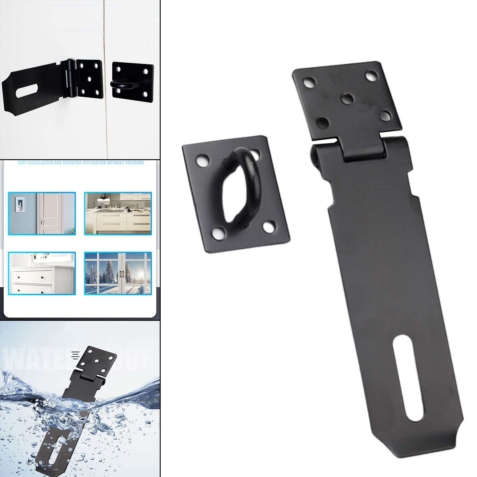 Stainless Steel Thickened Lock Plate Burglar-proof Hasp Latch Padlock Clasp Staple Door Bolt Window