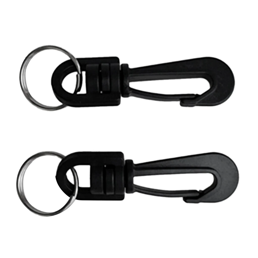 2x Plastic Swivel Spring Clips Snap Hook Dive Gear Bag Whistle Key Ring BLK