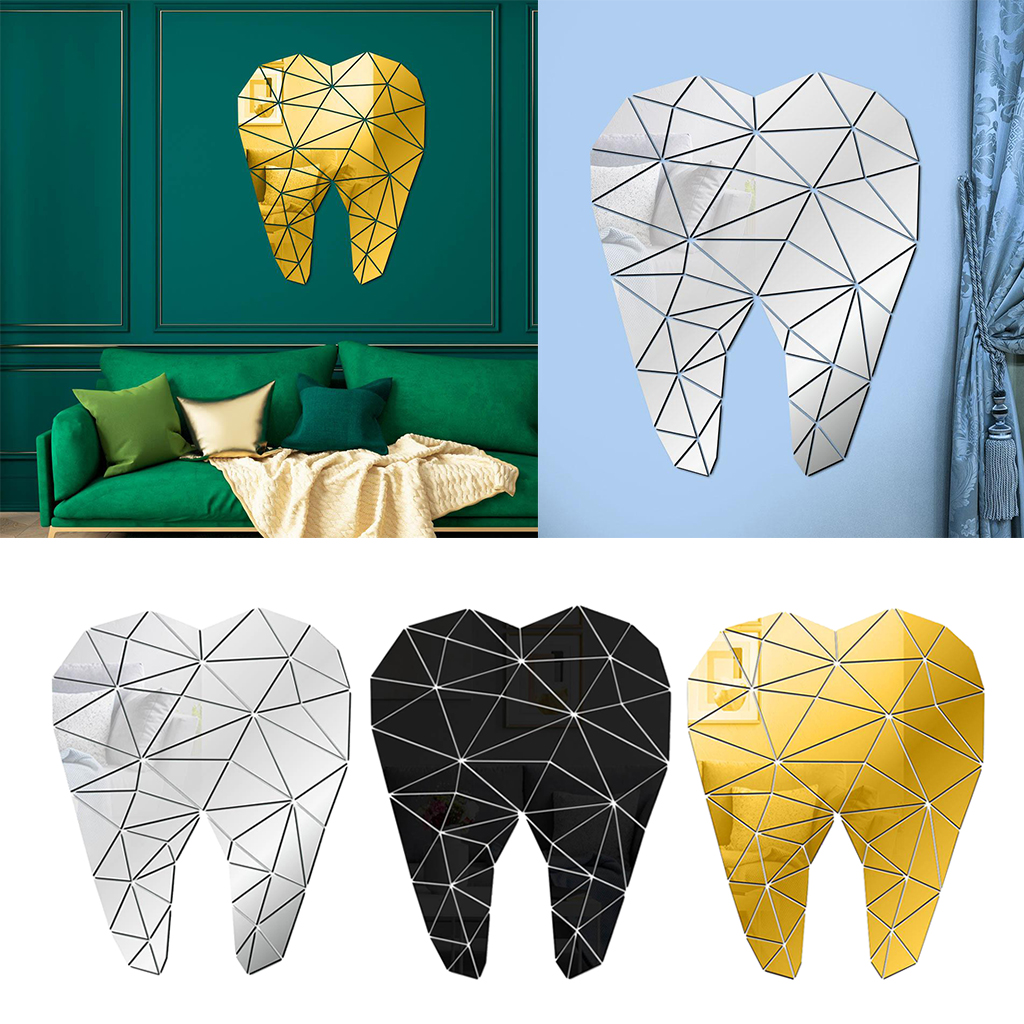 Dentist Acrylic Mirror Sticker Wall Poster  Clinic Stickers Teeth Clinic Wall Decal Removable  Shop Decoration