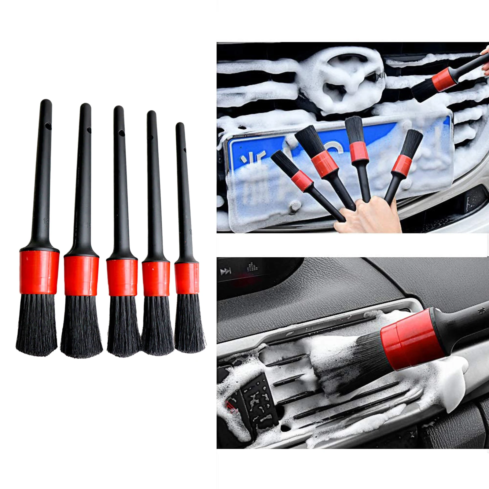 Car Detailing Brush Kit Plastic Handle Automotive Interior for Tires Wheel Engine Detail Clean Brush Tool