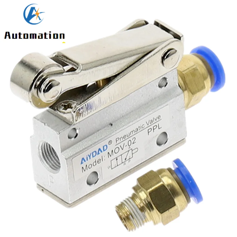 for MOV-02 1/8" 2 Position 3 Way Roller Lever Gas Air Pneumatic Mechanical Valve 