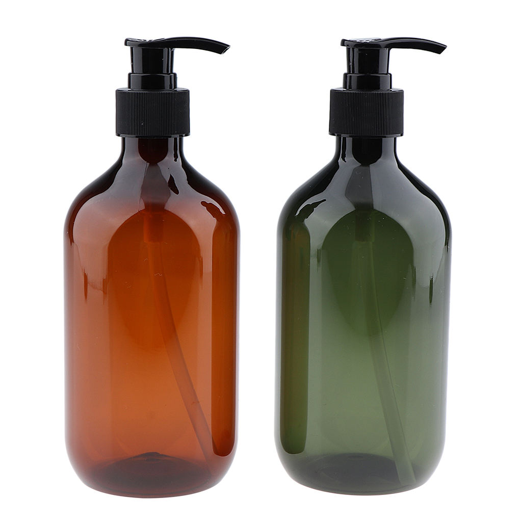 2Pcs Empty Translucent PET Shampoo Conditioner Refillable Pump Bottles Containers 500ml