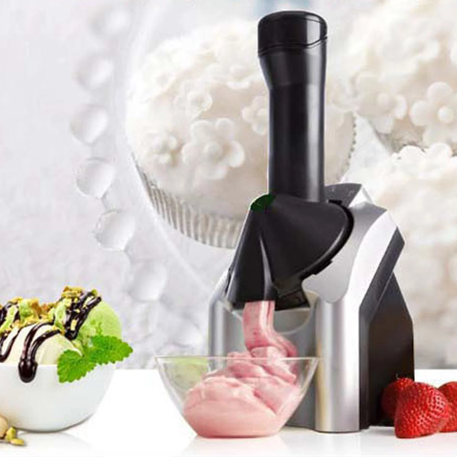 1pc Home Ice Cream Maker Machine 200W DIY Ice Cream Yogurt Snacks Kitchen Tools EU Adapter