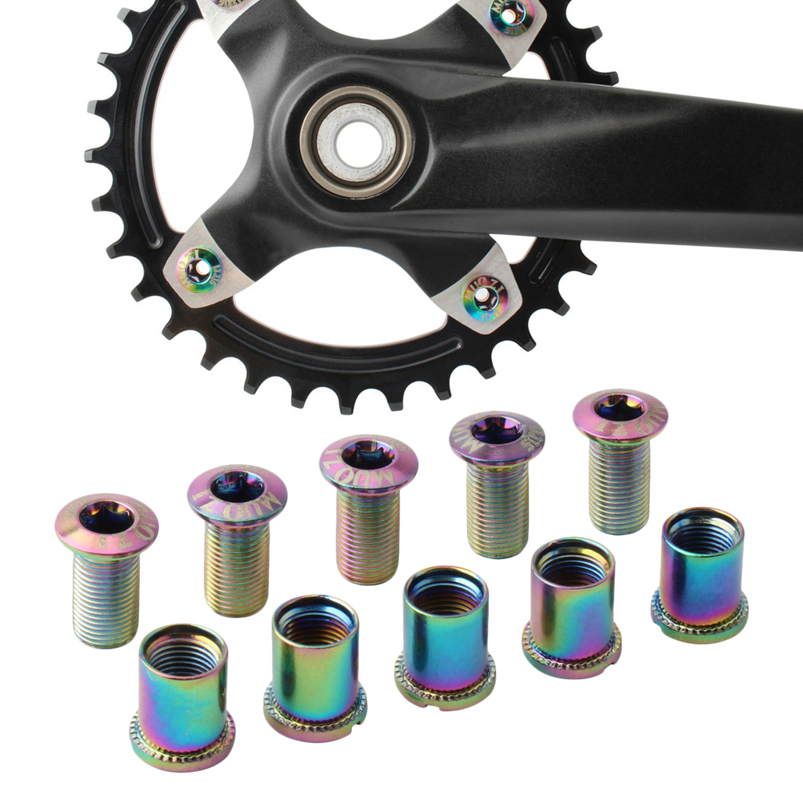 5x Steel Chainring Bolt Nuts Bicycle Chainwheel Screws Anti-Rust Nut Repair Part