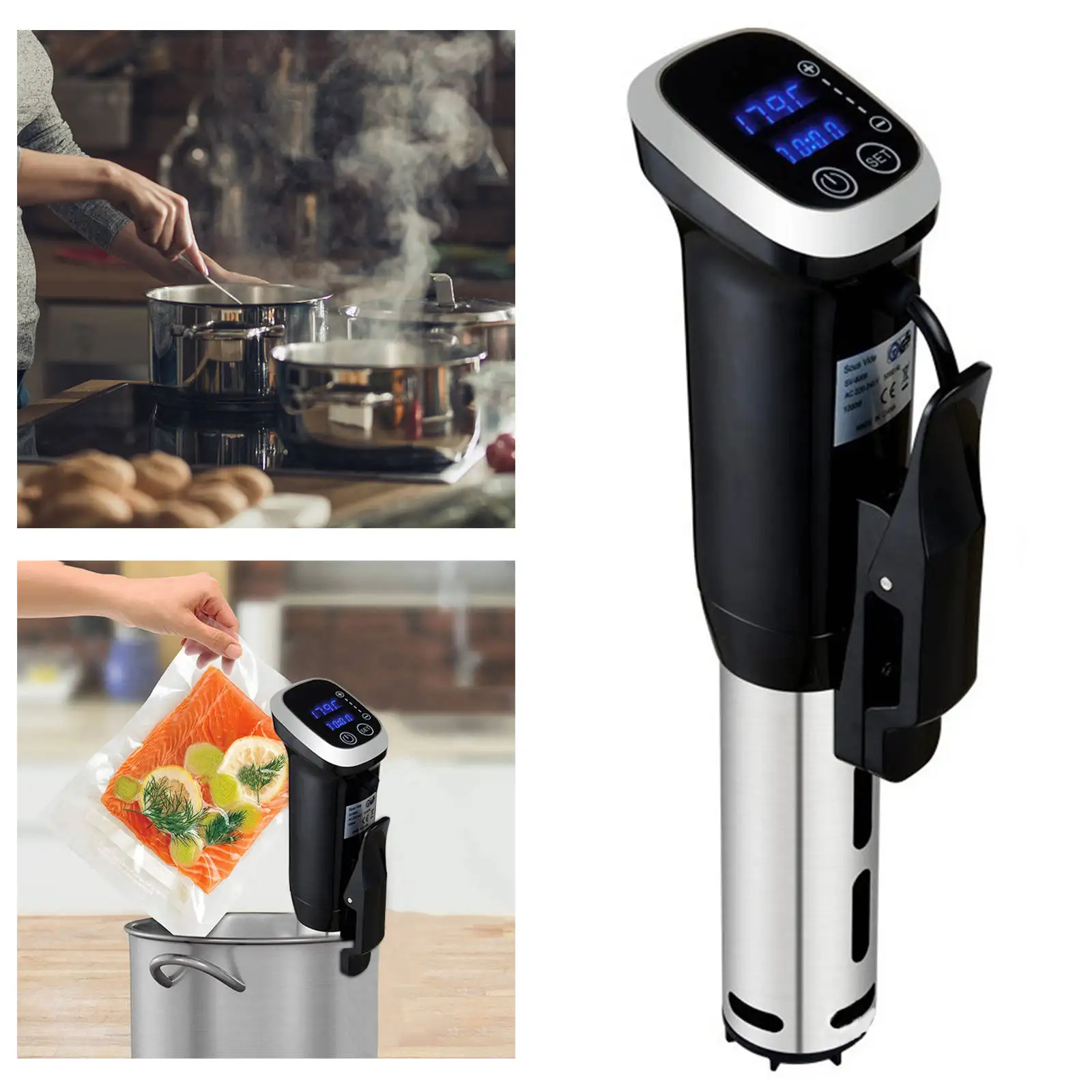 Sous Vide Cooker Quiet Operation Immersion Circulator Accurate Temperature Sturdy LED Digital Display Thermal 1200 W for Kitchen