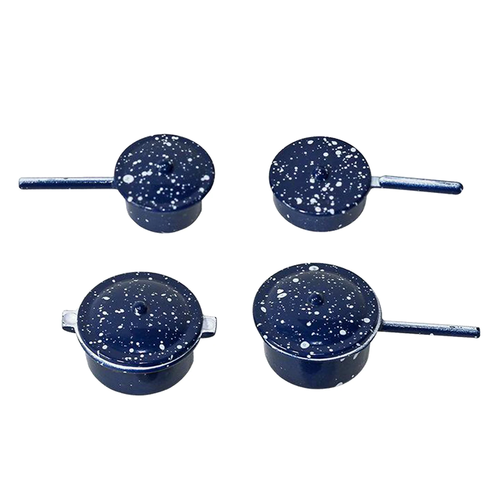 4 Pieces Dollhouse 1/12 Miniature Frying Pans Cookware Set Metal Decorations