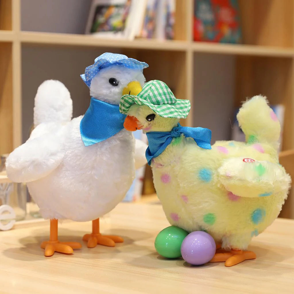 Cartoon Hen Laying Eggs Plush Soft Stuffed Dancing with Sound Dolls Toys 